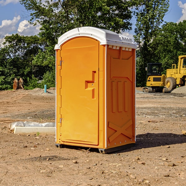 how often are the portable restrooms cleaned and serviced during a rental period in Harding County SD